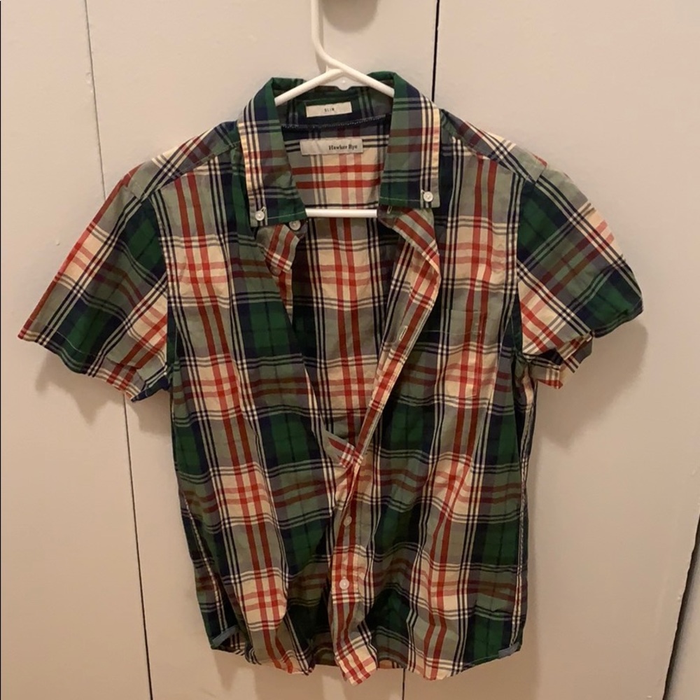 Plaid shirt sleeve button down
